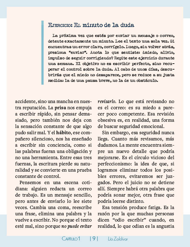 Página interior: Ejercicio, el minuto de la duda